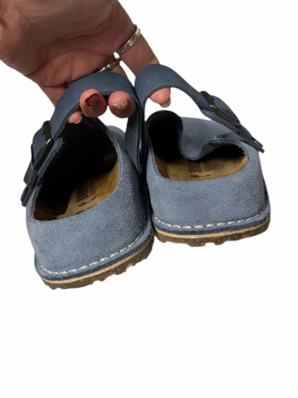 Birkenstock Lutry Premium Suede Clogs In Elemental Blue Size 39 - Picture 8 of 9